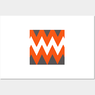 Chevron Orange and Gray Posters and Art